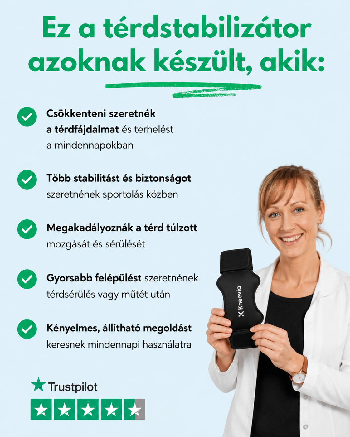Kneevia prémium flexibilis ortopédiai térdrögzítő